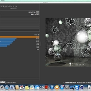 Zrzut ekranu 2014-02-17 o 20.54.48  Program Cinebench R15 .  Zwraca uwagę wysoka wydajność karty graficznej NVidia GTX 770 w środowisku OPEN GL wynosząca 103 FPS.  Wyniki praktycznie nieosiągalne dla grafiki Fire Pro D300 i D500 w MacPro.